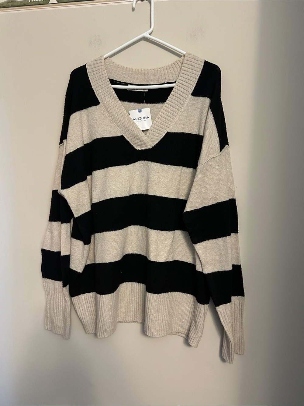 Arizona Jean Co black/cream pullover sweater new w/tag rib knit cuffs size M